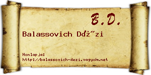 Balassovich Dézi névjegykártya